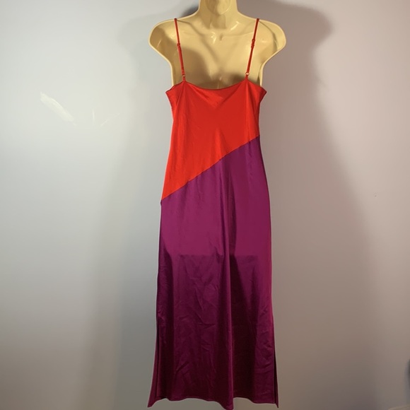Express red purple satin slip dress cowl neck spaghetti strap diagonal size s - Picture 5 of 10